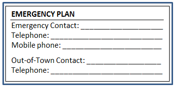 Emergency Copntact Card
