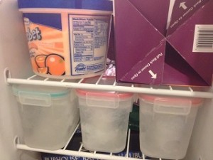Ice in plastic containers
