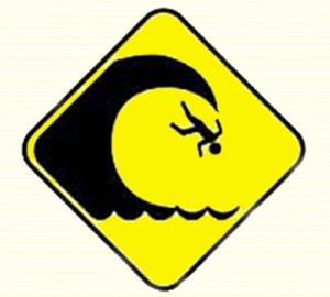 Warning, High Surf Sign