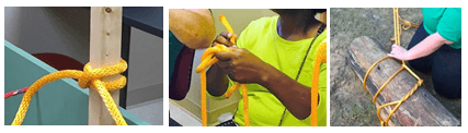 CERT members practice knot tying