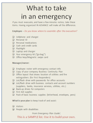 What to take in an emergency evacuation