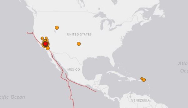 Map of Active earthquakes in Southern California
