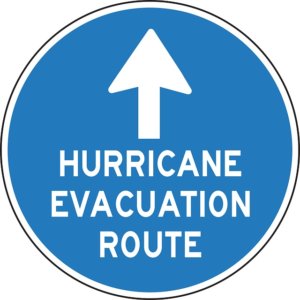 Sigh showing evacuation route ahead of hurricane