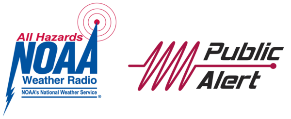 Logos of weather alert services