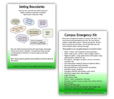 Resources for The Lounge: Setting Boundaries and Campus Emergency Kit