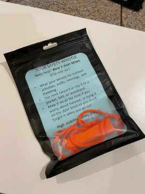 Whistle gift: baggie holding instructions and whistle